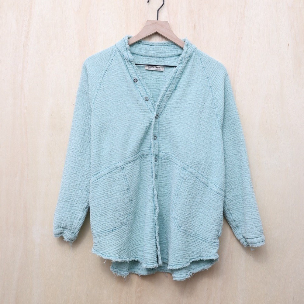 Free People Summer Daydream Button Down Blue Medium‎ - Picture 2 of 4